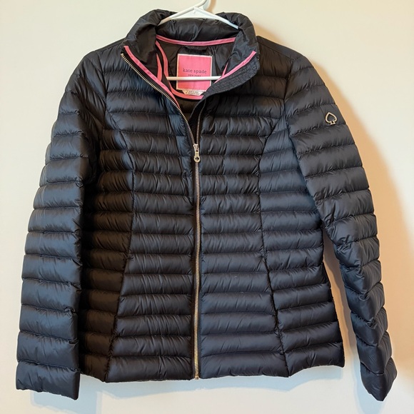 kate spade Jackets & Blazers - Kate Spade Black Quilted Puffer Ultra Lightweight Down Puffer Hooded Jacket